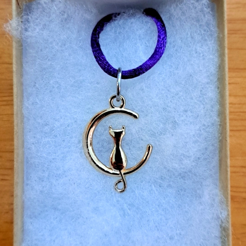 Gold Cat In Moon Necklace